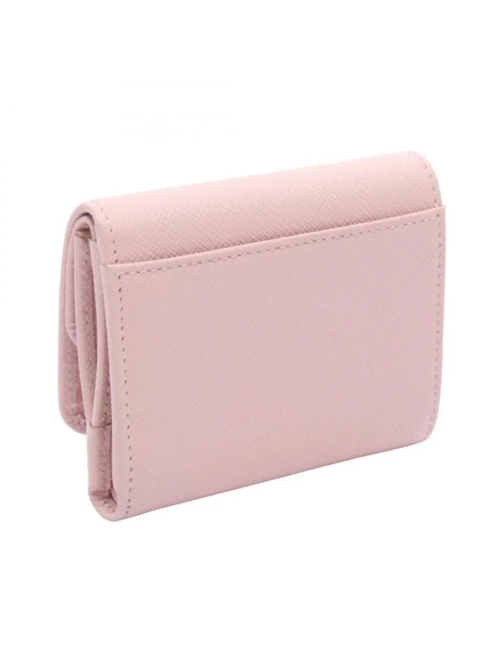 Prada Trifold Wallet Saffiano Bocche Light Pink Leather Triangle Logo